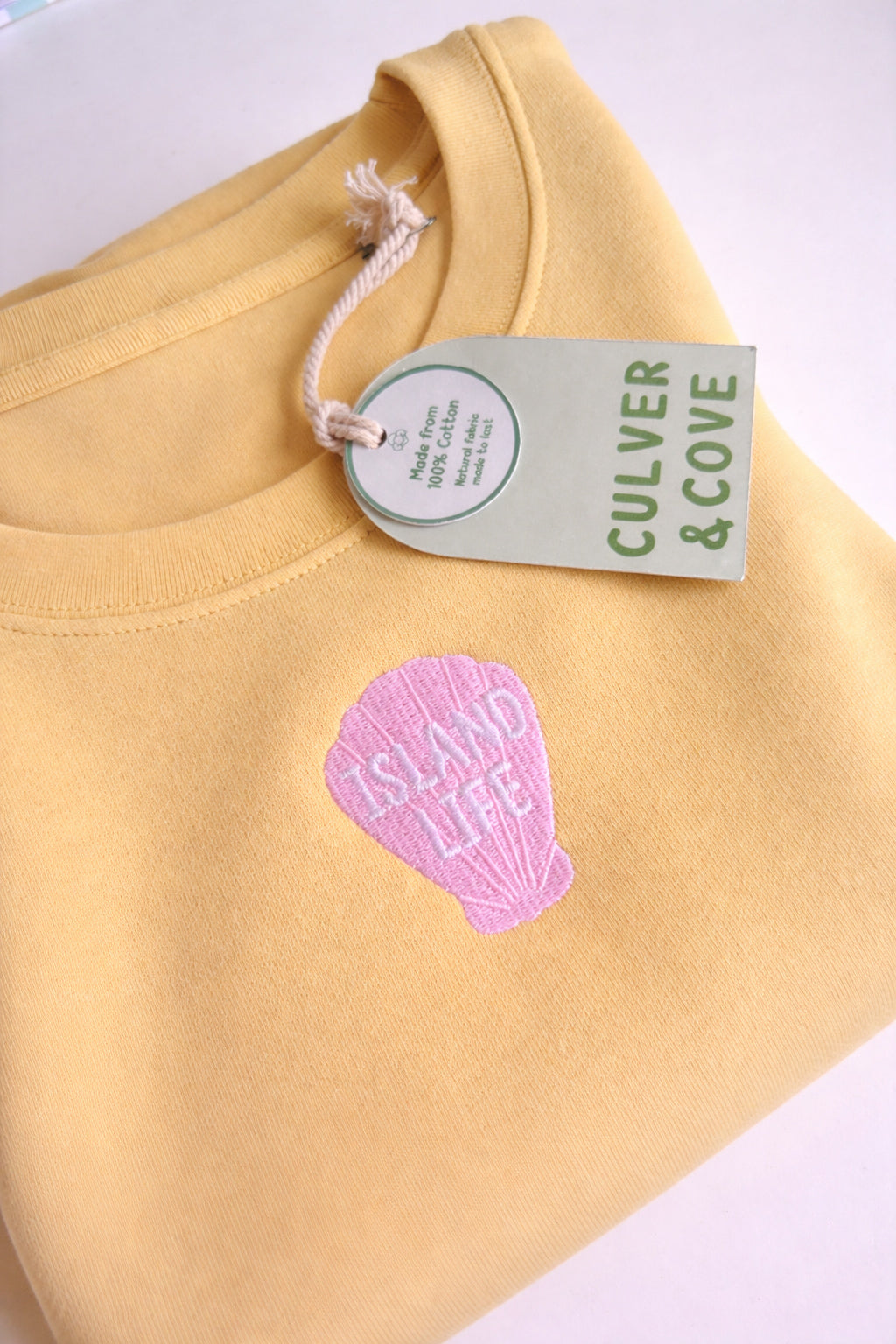 Island Life Embroidered Jumper - Butter Yellow