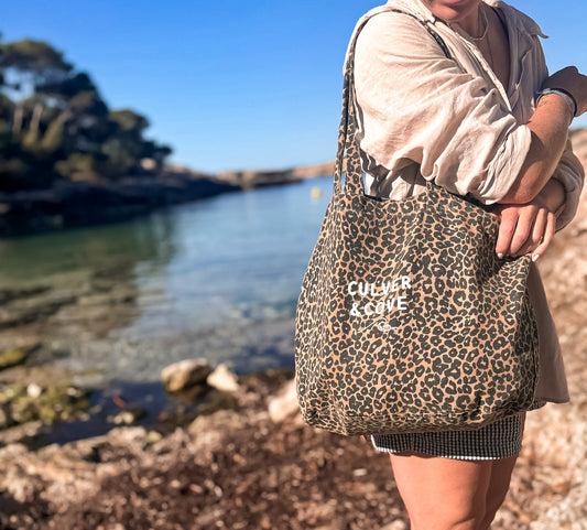 Matching Tote & Accessory Bag Set - Leopard Print