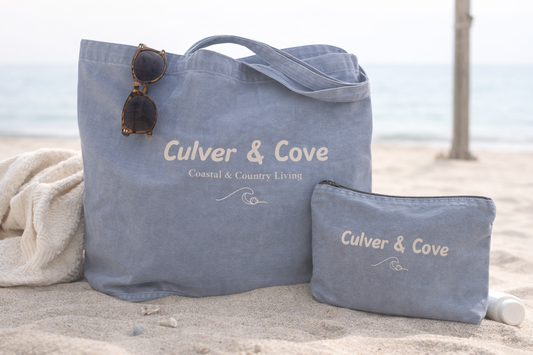 Matching Tote & Accessory Bag Set - Washed Blue