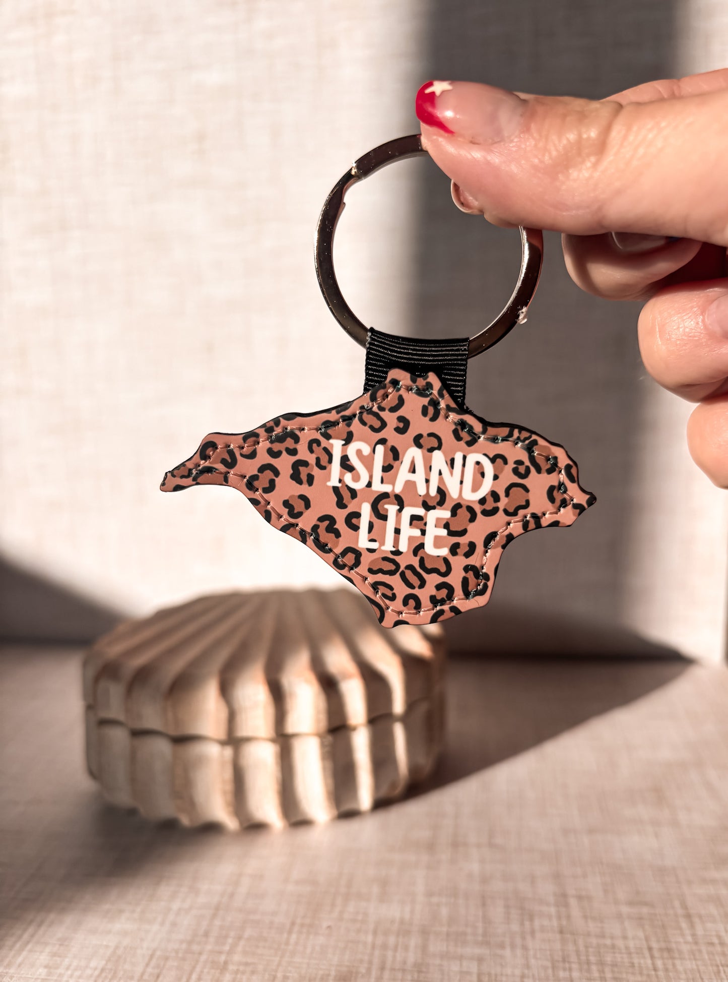 Leopard Print Island Life Keyring