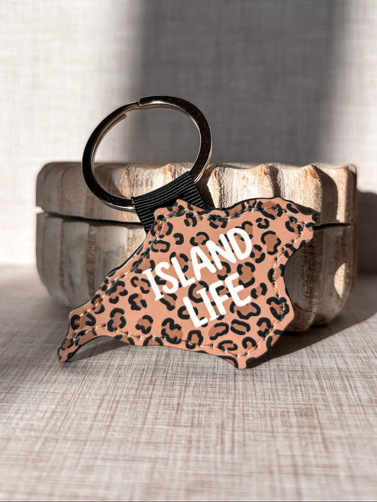 Leopard Print Island Life Keyring