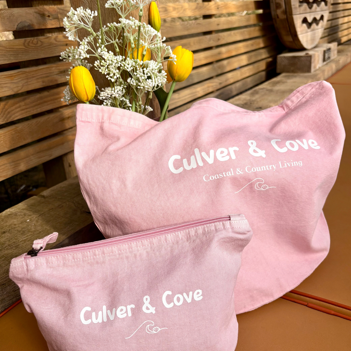 Matching Tote & Accessory Bag Set - Pink